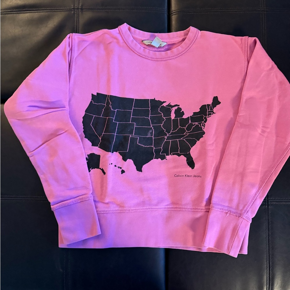 Calvin Klein Pink Map Graphic Sweatshirt